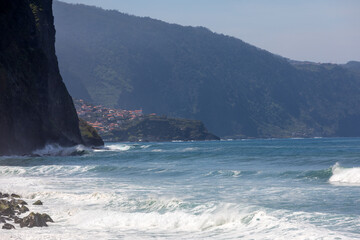 View of the Northern coastline of Madeira, Portugal, in the Sao Vicente area