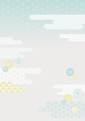 爽やか 可愛い 和風 和柄 文様 背景 素材 縦