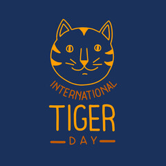 Vector illustration on the theme of International Tiger Day on July 29. Decorated with a handwritten inscription JULY and doodle tiger.