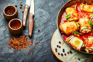 Zucchini rolls with cheese