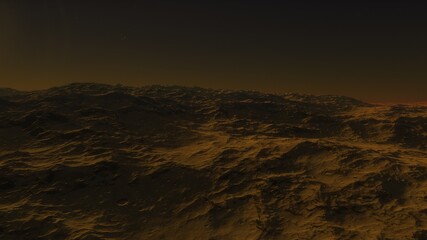 science fiction wallpaper, cosmic landscape, realistic exoplanet, beautiful alien planet in far space, detailed planet surface 3d render