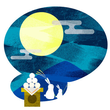 full moon rabbits celebrating harvest festival clip art preview