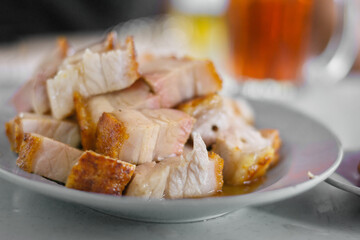 slided chinese belly  roasted pork