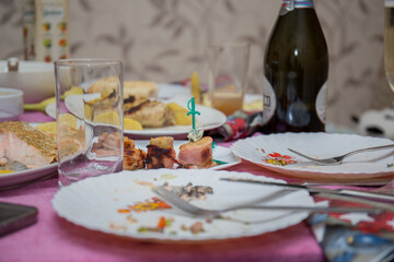 plate after eating on the table