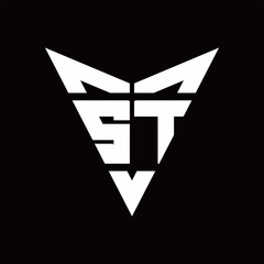 ST Logo monogram with back drop shape logo design template