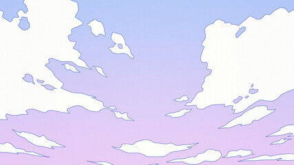 シンプルでお洒落な青空と雲のイラスト　グラデーションの美しい空　背景装飾 壁紙