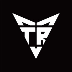 TR Logo monogram with back drop shape logo design template