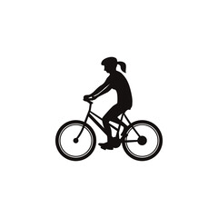 Fototapeta na wymiar silhouette of woman riding a bike illustration vector