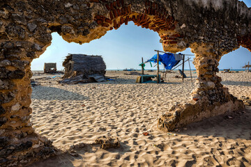 Fototapeta premium Ruins at Dhanushkodi Beach, Tamil Nadu