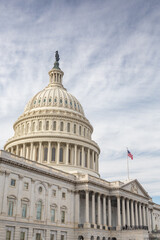 The Capitol Hill, congress building in Washington DC, on a cloudy day.