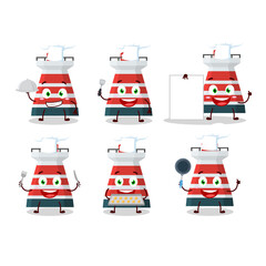Fototapeta premium Cartoon character of mercusuar with various chef emoticons