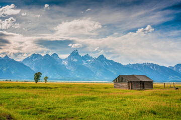The Grand Teton Ranch, with the mountains in the back.