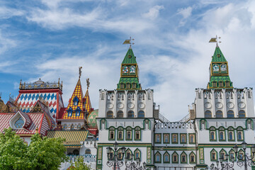 Fototapeta na wymiar Izmailovsky Kremlin building in Moscow in the summer of 2020