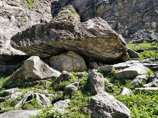 Epic naturally made stone rock shed/cave to protect hikers from snow, rain and landslides.