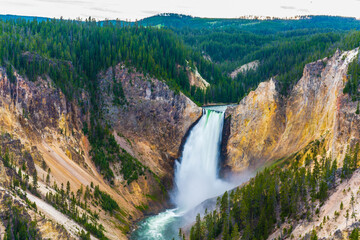 The lower fall in Yellowstone National Park, Wyoming.