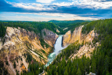 The lower fall in Yellowstone National Park, Wyoming. - obrazy, fototapety, plakaty
