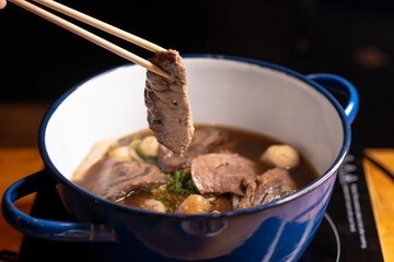 Tender beef steamed in chinese herb broth
