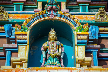 Fototapeta premium Indian god top of the temple at kanyakumari temple, Tamil Nadu, India.
