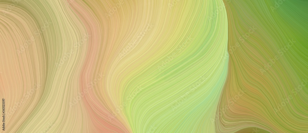 Aufkleber background graphic design with modern soft curvy waves background design with tan, dark khaki and yellow green color