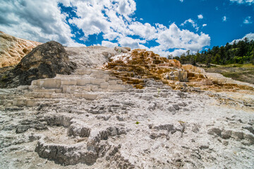 The mammoth hot spring in Yellowstone National Park, Wyoming.