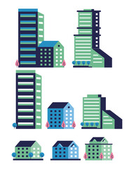 city minimal scene set icons