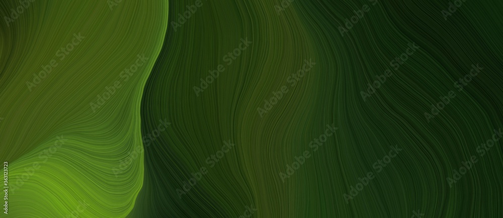 Poster background graphic element with modern soft swirl waves background illustration with very dark green