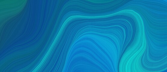 background graphic element with abstract waves design with strong blue, dark cyan and dark turquoise color