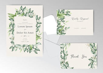 Elegant Foliage Wedding Invitation Card Template
