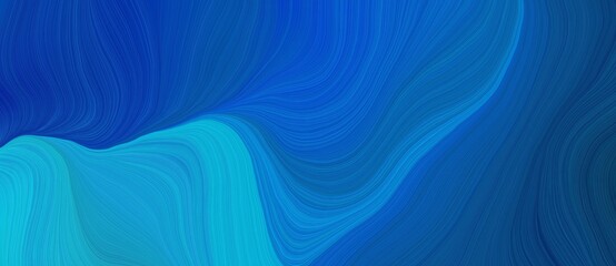 background graphic element with modern curvy waves background illustration with strong blue, dark turquoise and midnight blue color