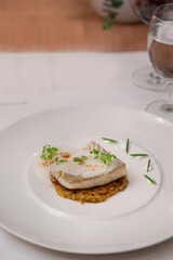 beaitiful decorate food  fish fillet