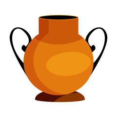 Ancient clay pot with two handles flat icon. Antiquity, earthenware, vessel pot. Greek vases concept. illustration can be used for topics like ancient history, dishware, archaeology