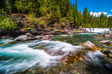 The streams and turbulence in McDonald Creek, in Glacier National Park, Montana.
