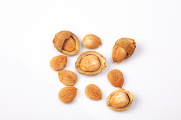 apricot kernel isolated on white background, natural ingredient