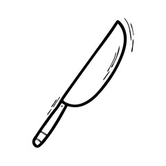 Doodle style knife isolated on a white background. Kitchen utensils. Kitchen knife, for meat, for oil, universal. A knife as a murder weapon. Vector illustration.