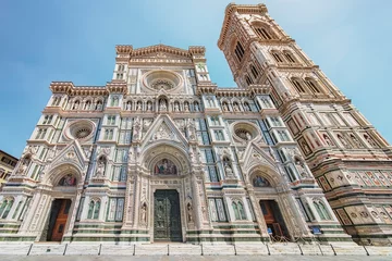 Tuinposter Facade of The Basilica of Saint Mary of the Flowe in Florence, Italy © Stockbym