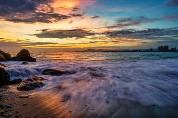 Fototapeta na wymiar Sunset Ocean Wave