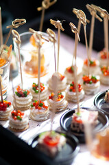 mini canape on slate platter