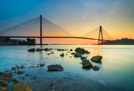 Beautiful sunrise at Barelang Bridge - Batam island