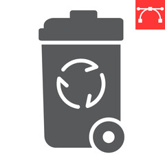 Recycle bin glyph icon, garbage and ecology, trash bin sign vector graphics, editable stroke solid icon, eps 10.