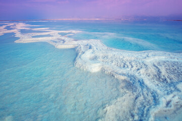 Obraz na płótnie Canvas The texture of the Dead Sea. Seascape. Salty seashore. Nature background. Israel