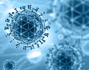 Virus cells. Viral disease outbreak. 3d illustration.