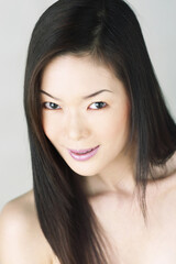 Naklejka premium Studio shot of a lady with long hair