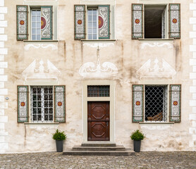frontal view of the entrance of Willisau Castle in the canton of Lucerne