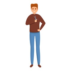 Boy groomer icon. Cartoon of boy groomer vector icon for web design isolated on white background