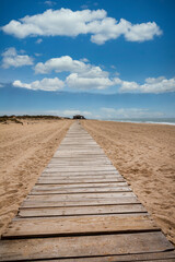 Wooden Path To Gurugu Beach Bar In Spain