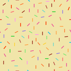 Very cute seamless pattern design of ice cream sprinkle isolated on cream background. Suitable for wrapping paper, wallpaper, fabric, backdrop and etc.