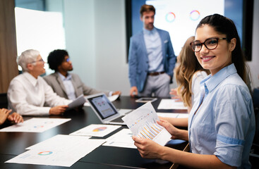 Succesful businesswoman CEO of company. Business success office meeting concept