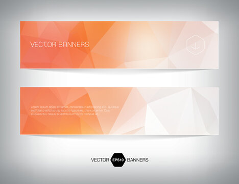 horizontal web banner design with low poly geometric polygonal origami background