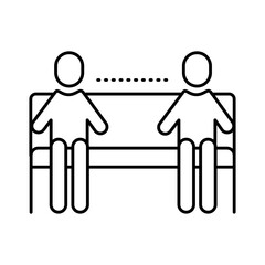 humans silhouettes in park chair distance social line style