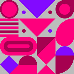 Bauhaus print, geometric seamless retro pattern with shapes